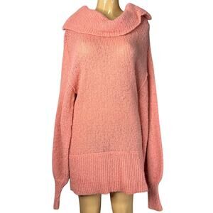 Free People Ophelia Pullover Sweater Alpaca Cowl Neck Peach Orange Size Small